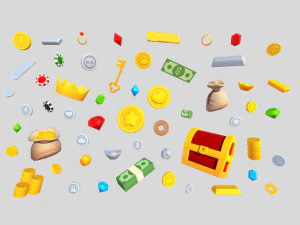 low poly reward item pack 3D Model