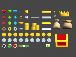 low poly reward item pack 3D Model