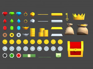 low poly reward item pack 3D Model
