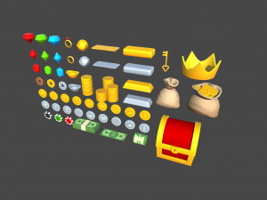 low poly reward item pack 3D Model