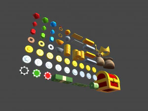 low poly reward item pack 3D Model