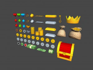 low poly reward item pack 3D Model