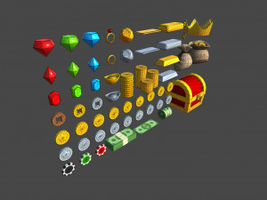 low poly reward item pack 3D Model