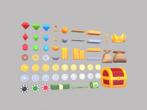 low poly reward item pack 3D Model