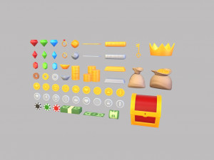 low poly reward item pack 3D Model