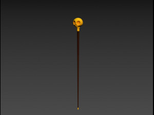 skull walking stick 3D Model