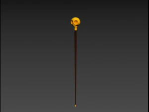 skull walking stick 3D Model
