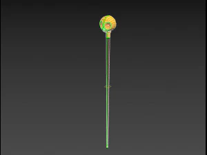 skull walking stick 3D Model
