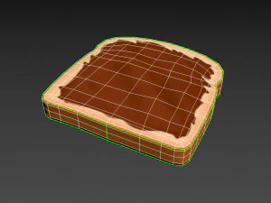 pain grill&eacute; au nutella Modèle 3D