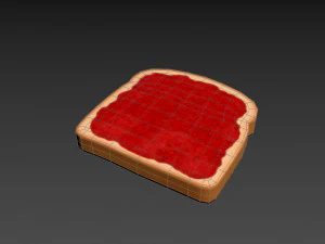 torrada com gel&eacute;ia Modelo 3D