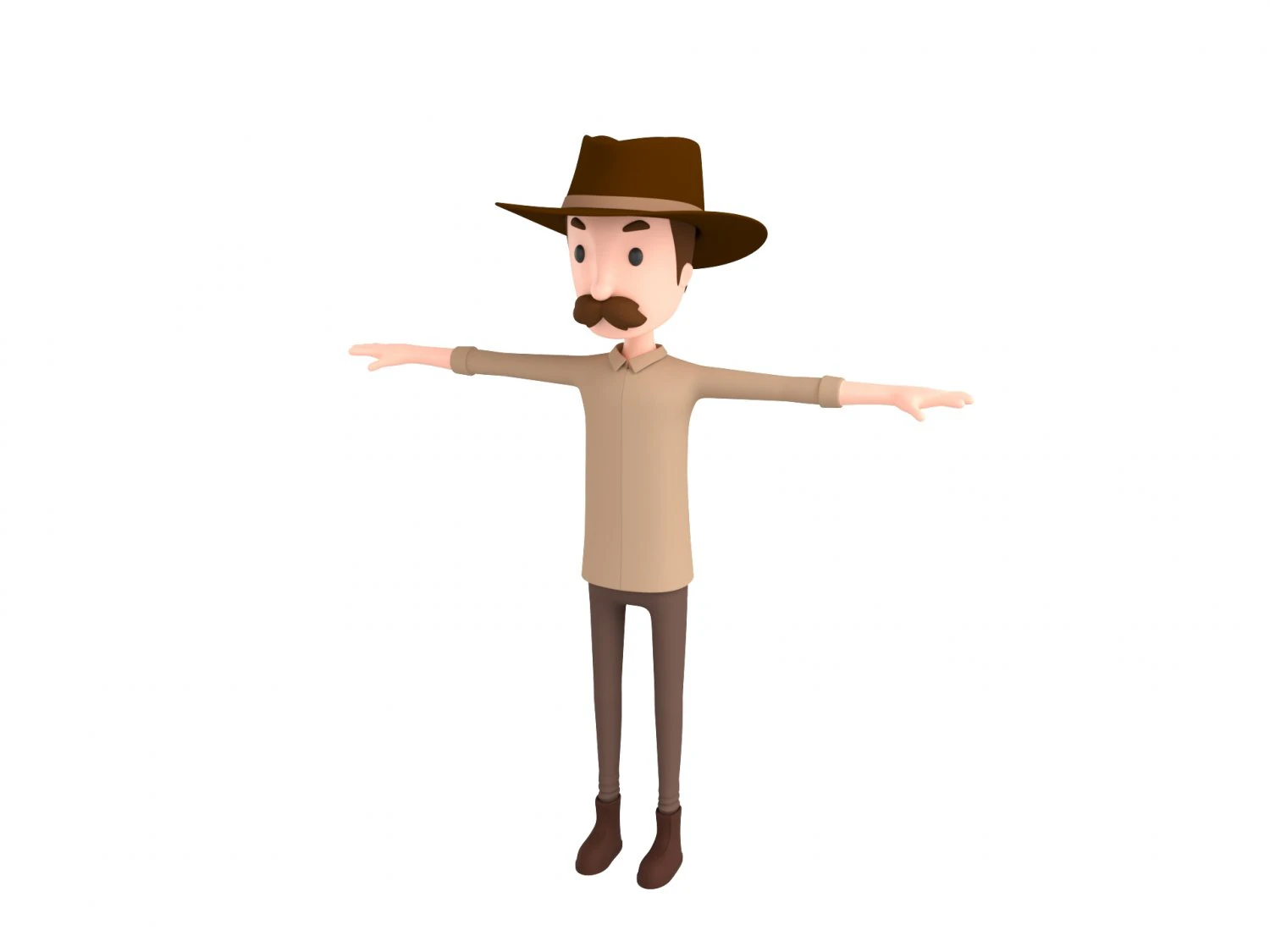 cartoonman038 cowboy 3D Model .c4d .max .obj .3ds .fbx .stl .blend 