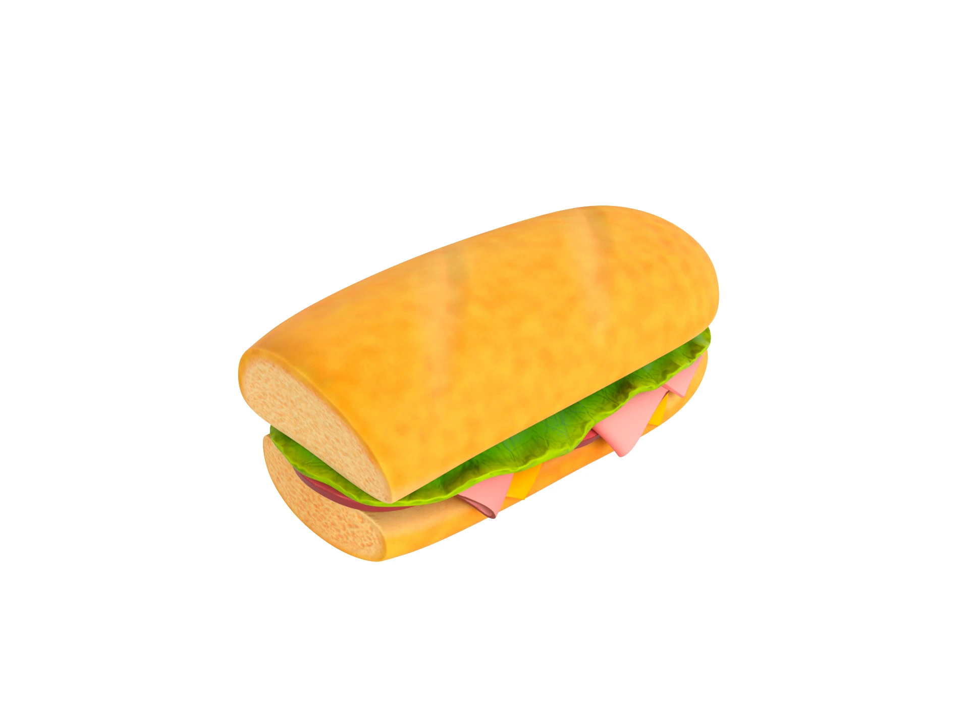 Submarine Sandwich 3D Model .c4d .max .obj .3ds .fbx .stl .blend 
