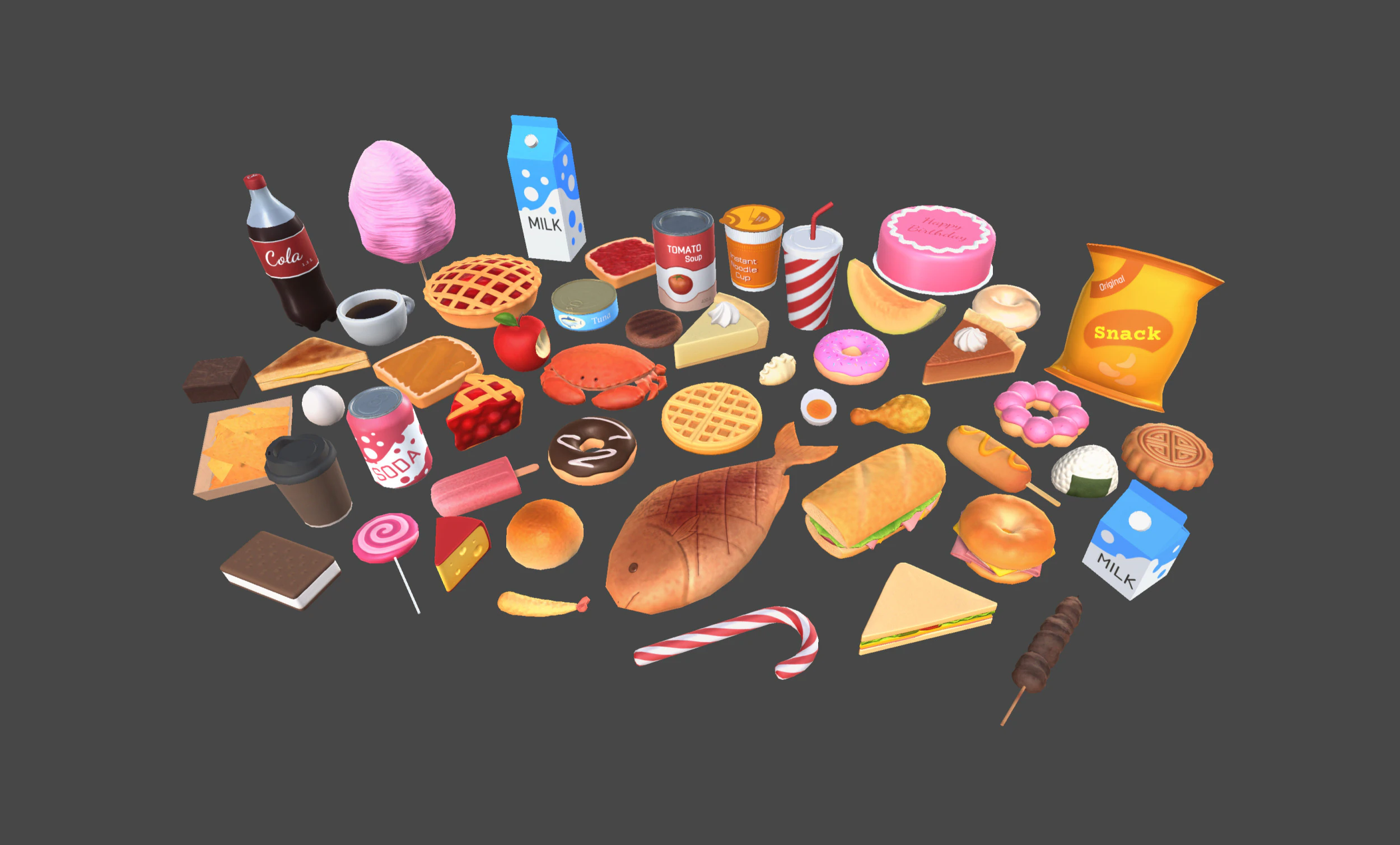 Low Poly Food Pack Vol 3 3D Model .c4d .max .obj .3ds .fbx .stl .blend