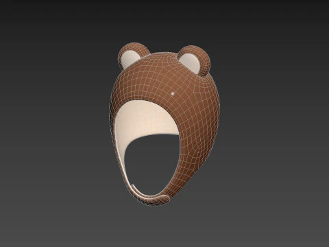 Cappello di peluche orso Modello 3D