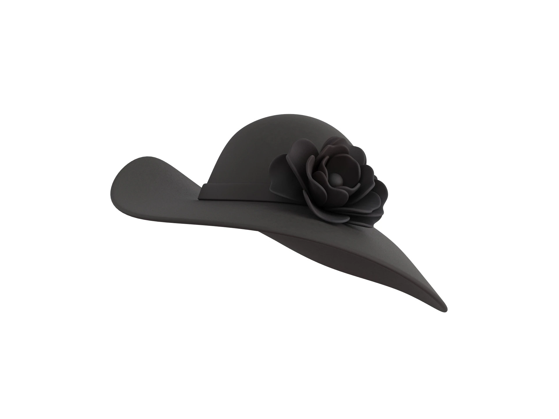 Black Flower Hat 3D Model .c4d .max .obj .3ds .fbx .stl .blend 