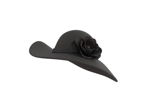 Chapeau à fleurs noires Modèle 3D
