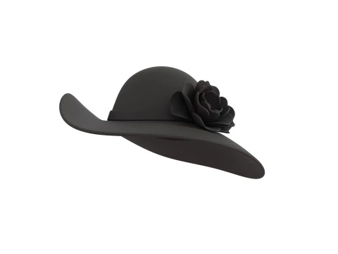 Black Flower Hat 3D Model
