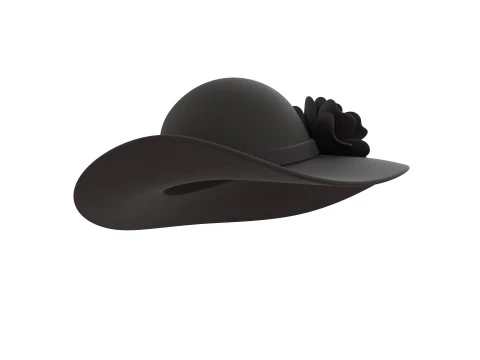 Black Flower Hat 3D Model