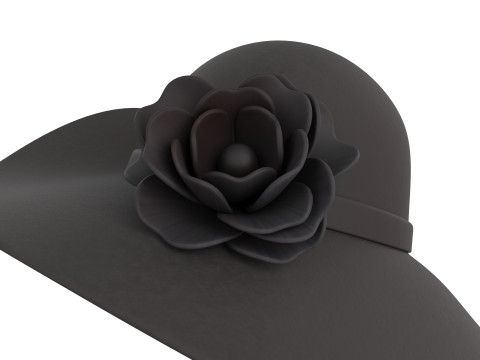 Black Flower Hat Modelo 3D
