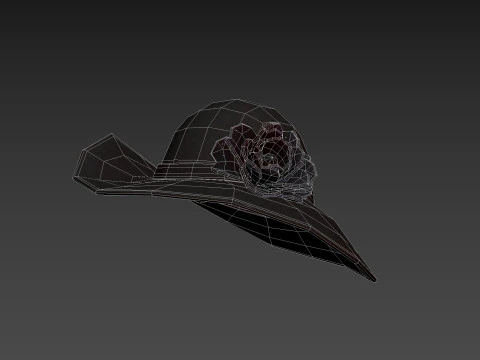 Black Flower Hat 3D Model