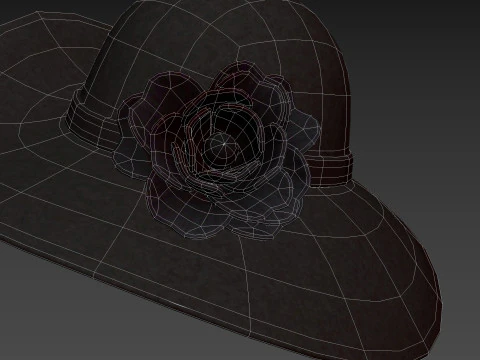 Black Flower Hat 3D Model