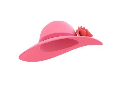 Topi Bunga Merah Muda Model 3D