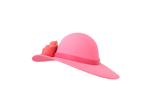 Topi Bunga Merah Muda Model 3D