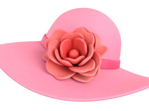 Pink Flower Hat Model 3D