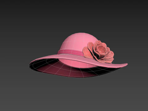 Topi Bunga Merah Muda Model 3D