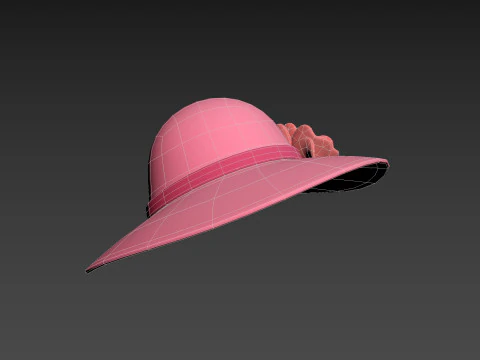 Topi Bunga Merah Muda Model 3D