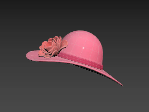 Topi Bunga Merah Muda Model 3D