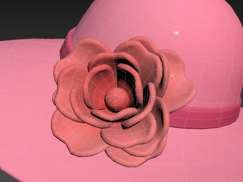 Topi Bunga Merah Muda Model 3D