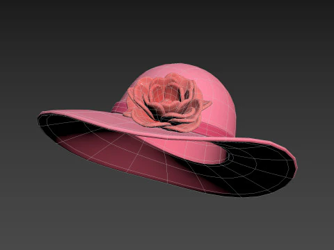 Topi Bunga Merah Muda Model 3D