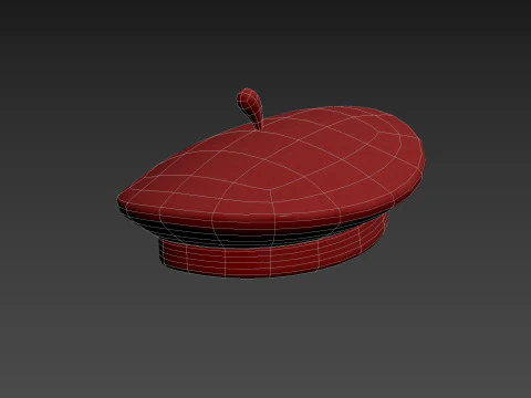 Red Beret Hat 3D Model