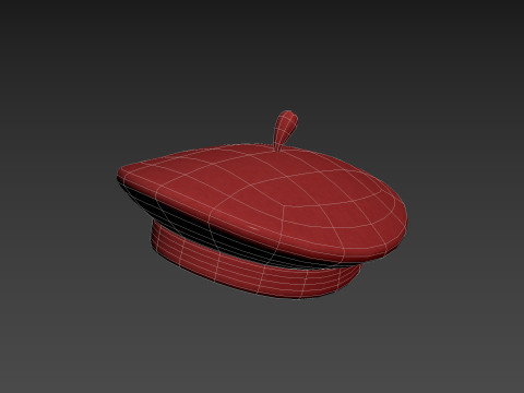 Red Beret Hat Model 3D