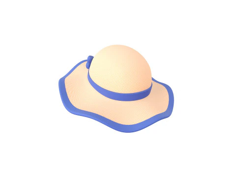 Chap&eacute;u de sol com fita Modelo 3D
