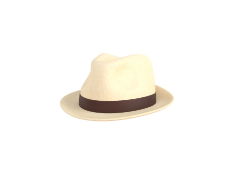 White Fedora Hat 3D मॉडल