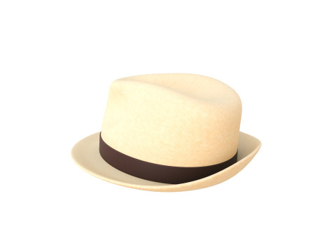 White Fedora Hat 3D Model