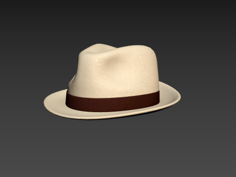White Fedora Hat 3D Model
