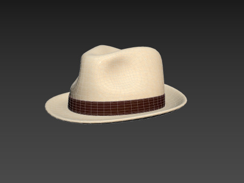 White Fedora Hat 3D Model