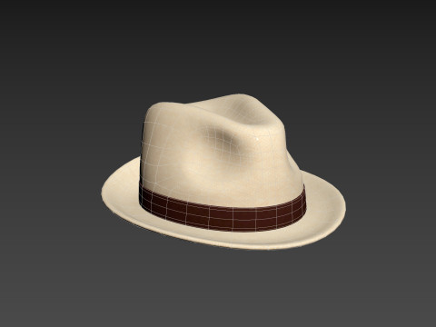 White Fedora Hat 3D Model