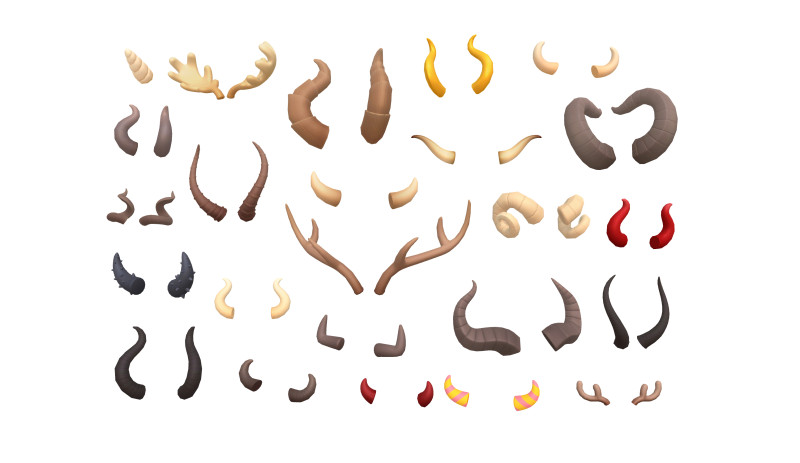 Lowpoly Horn Pack Model 3D .c4d .max .obj .3ds .fbx .stl .blend 