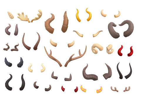 Lowpoly Horn Pack 3D Модель