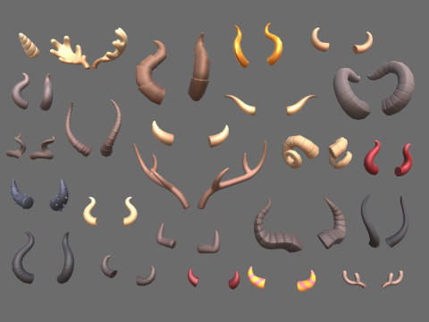 Lowpoly Horn Pack Model 3D