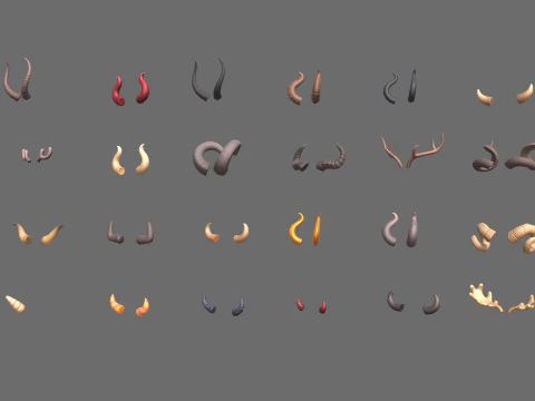Paquete de cuernos Lowpoly Modelo 3D