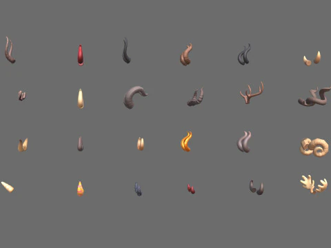 Paquete de cuernos Lowpoly Modelo 3D