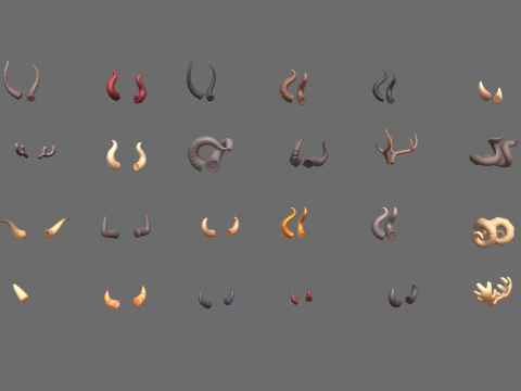 Paquete de cuernos Lowpoly Modelo 3D