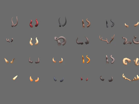 Paquete de cuernos Lowpoly Modelo 3D