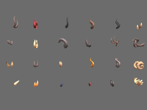 Paquete de cuernos Lowpoly Modelo 3D