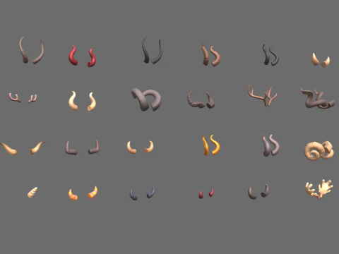 Paquete de cuernos Lowpoly Modelo 3D
